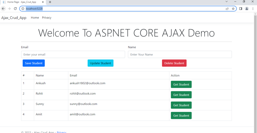 AJAX In.NET Core